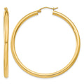14K Polished 3mm Tube Hoop Earrings
