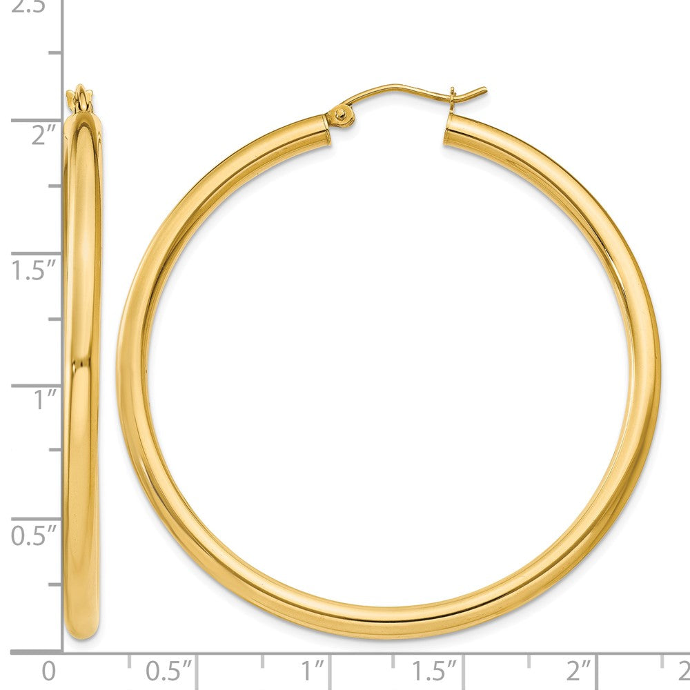 14K Polished 3mm Lightweight Tube Hoop Earrings