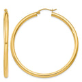 14K Polished 3mm Lightweight Tube Hoop Earrings