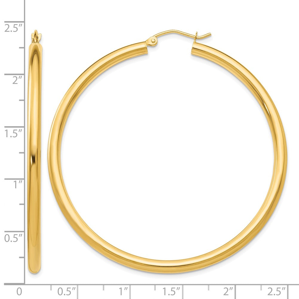 14K Polished 3mm Tube Hoop Earrings