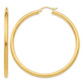 14K Polished 3mm Tube Hoop Earrings