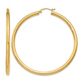 14K Polished 3mm Lightweight Tube Hoop Earrings