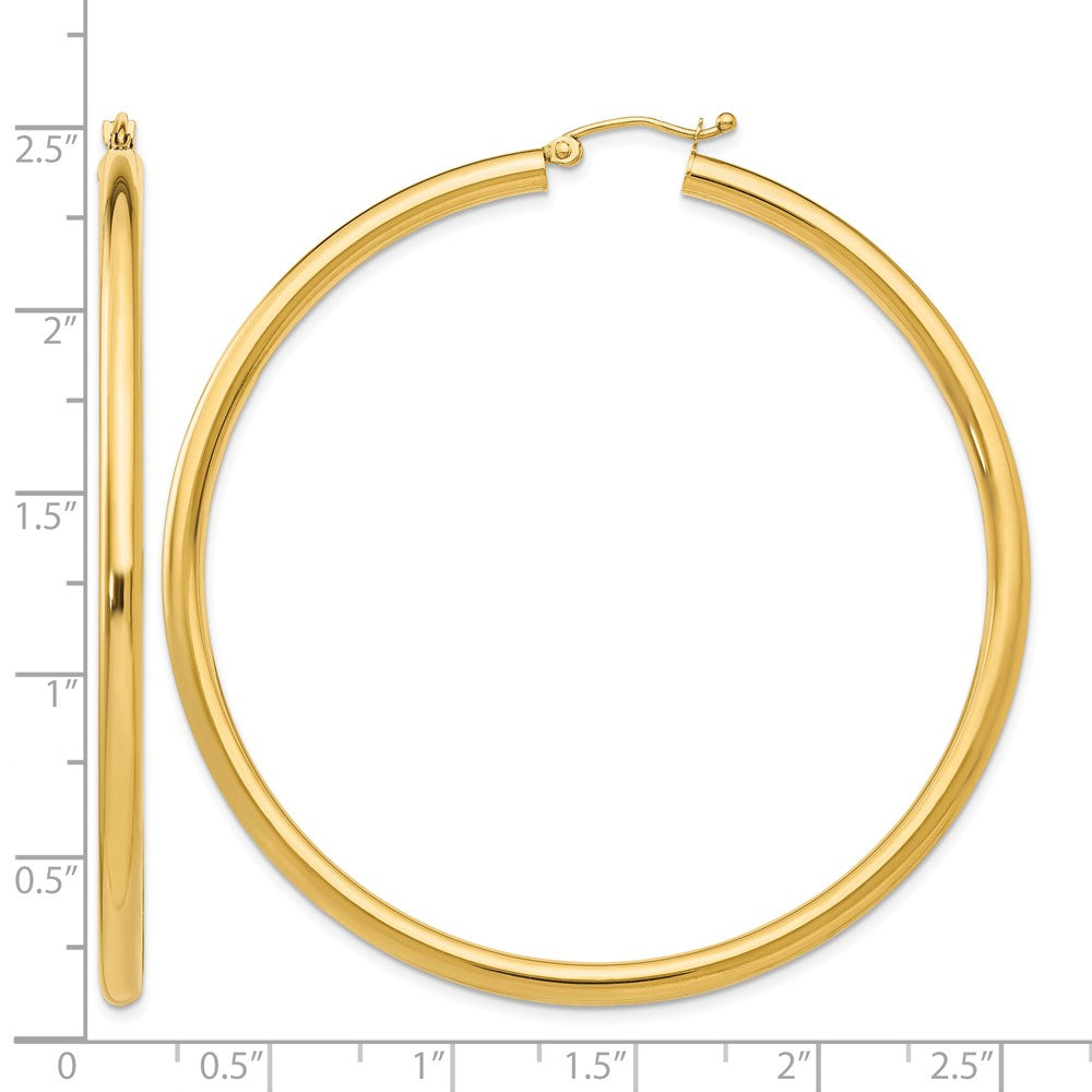14K Polished 3mm Tube Hoop Earrings