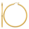14K Polished 3mm Tube Hoop Earrings