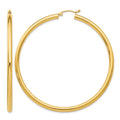14K Polished 3mm Lightweight Tube Hoop Earrings
