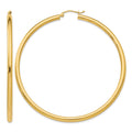 14K Polished 3mm Tube Hoop Earrings