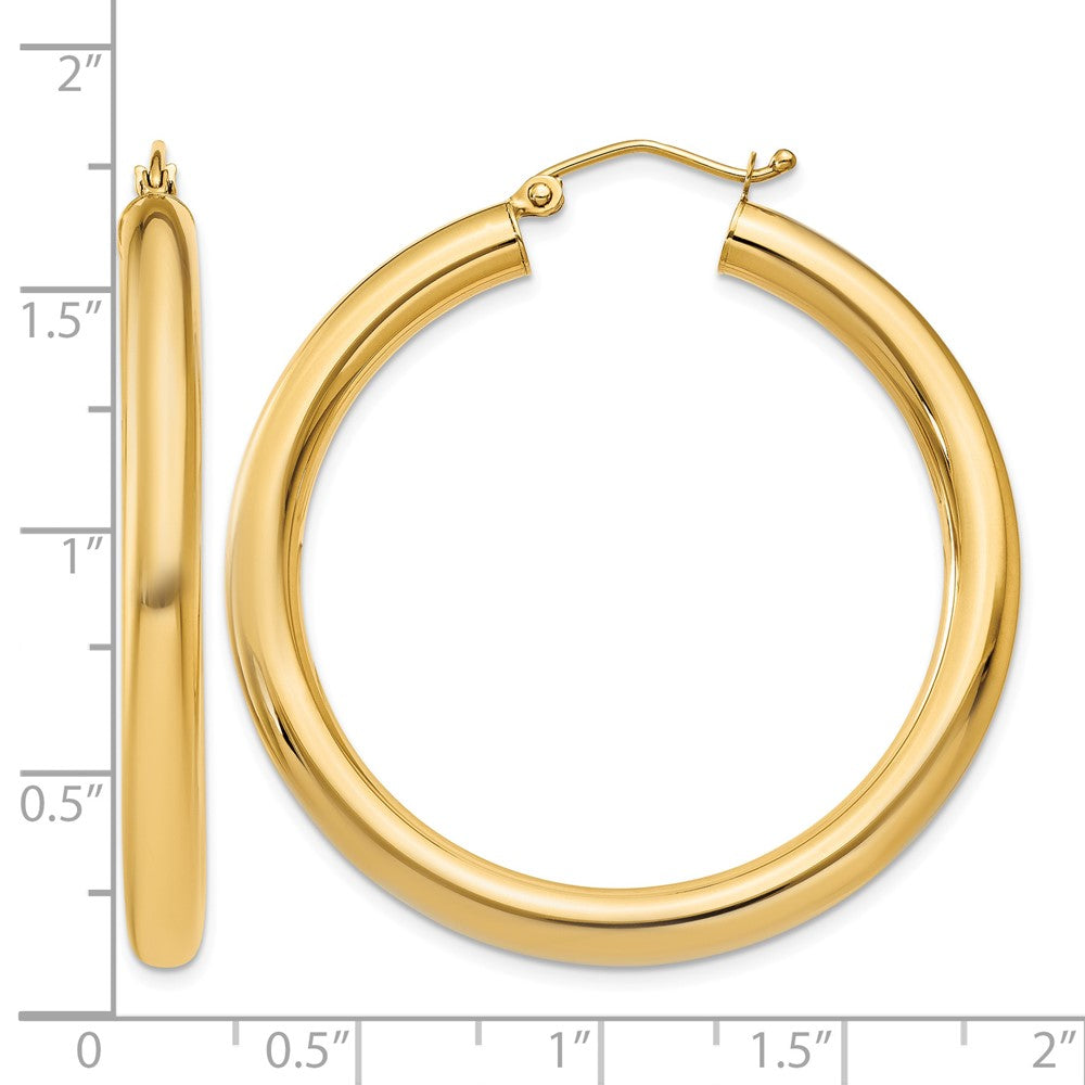 14K Polished 4mm Tube Hoop Earrings