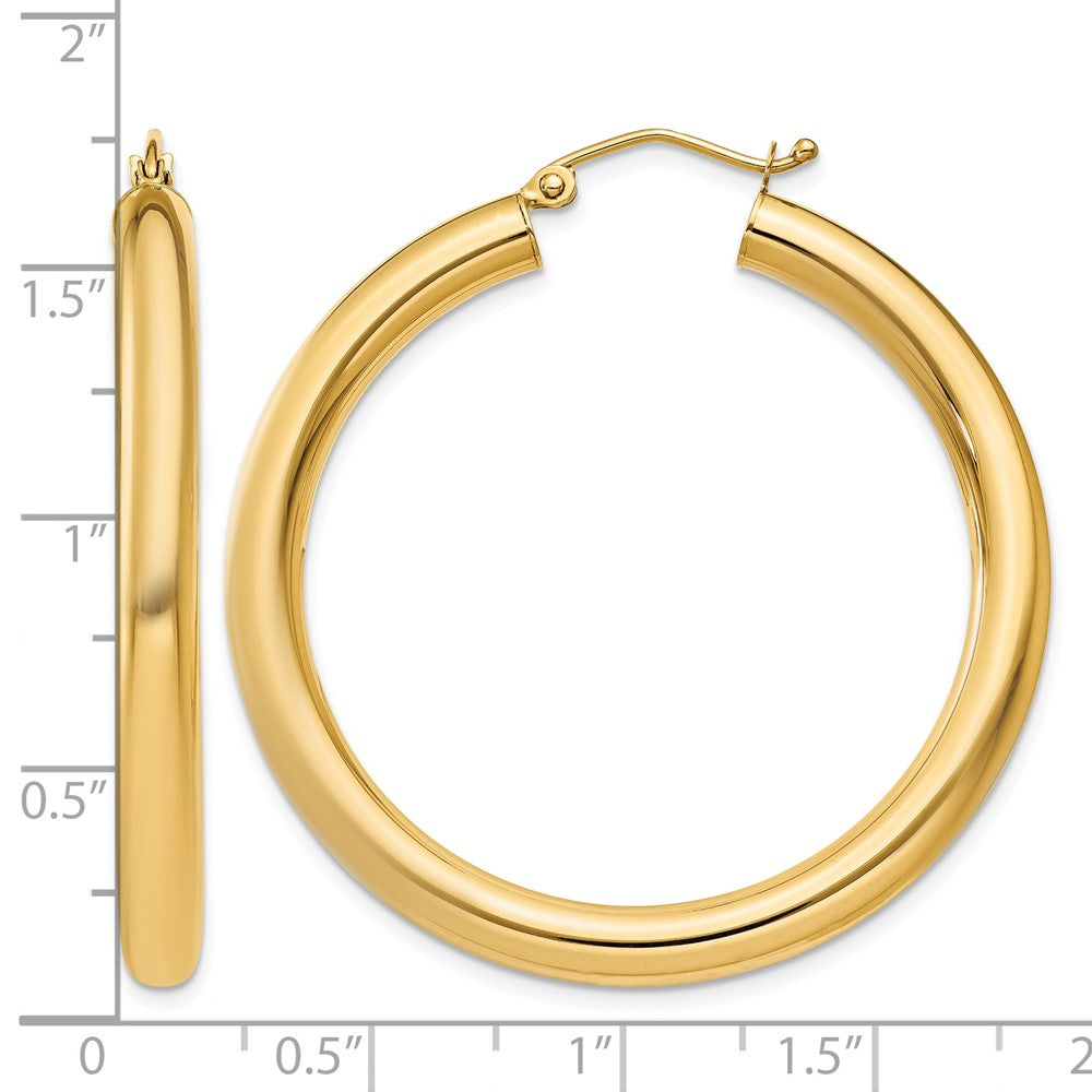 14K Polished 4mm Lightweight Tube Hoop Earrings
