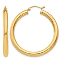 14K Polished 4mm Lightweight Tube Hoop Earrings