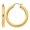14K Polished 4mm Tube Hoop Earrings