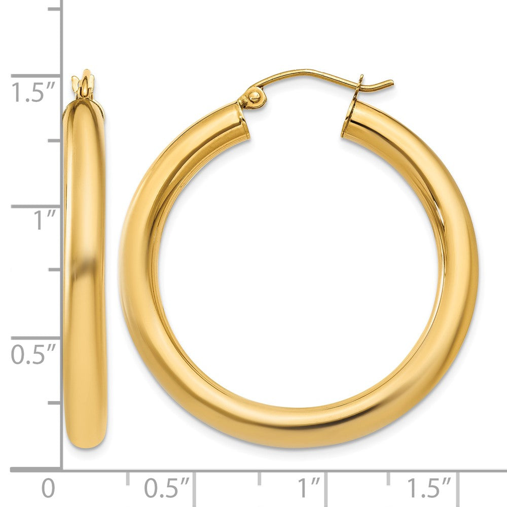 14k Polished 4mm Lightweight Tube Hoop Earrings