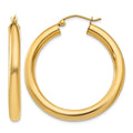 14k Polished 4mm Lightweight Tube Hoop Earrings