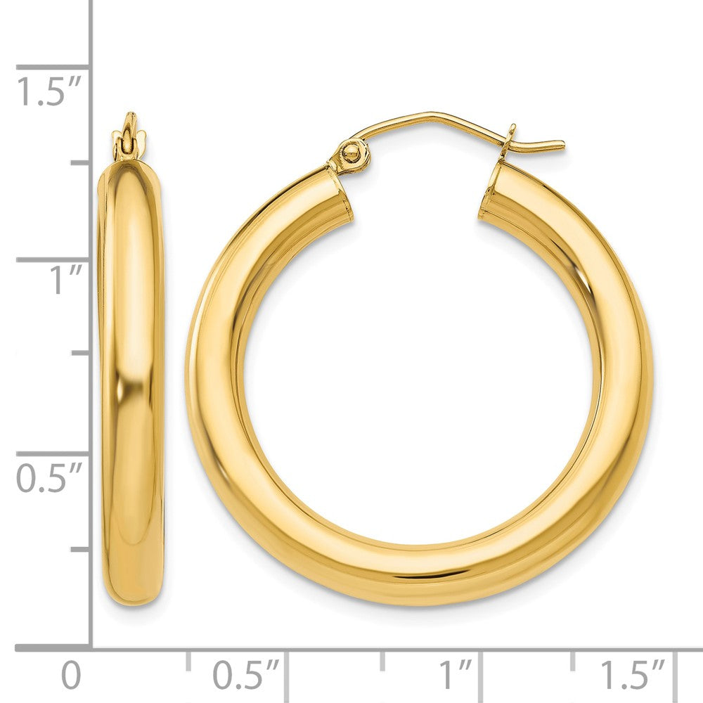 14k Polished 4mm Tube Hoop Earrings