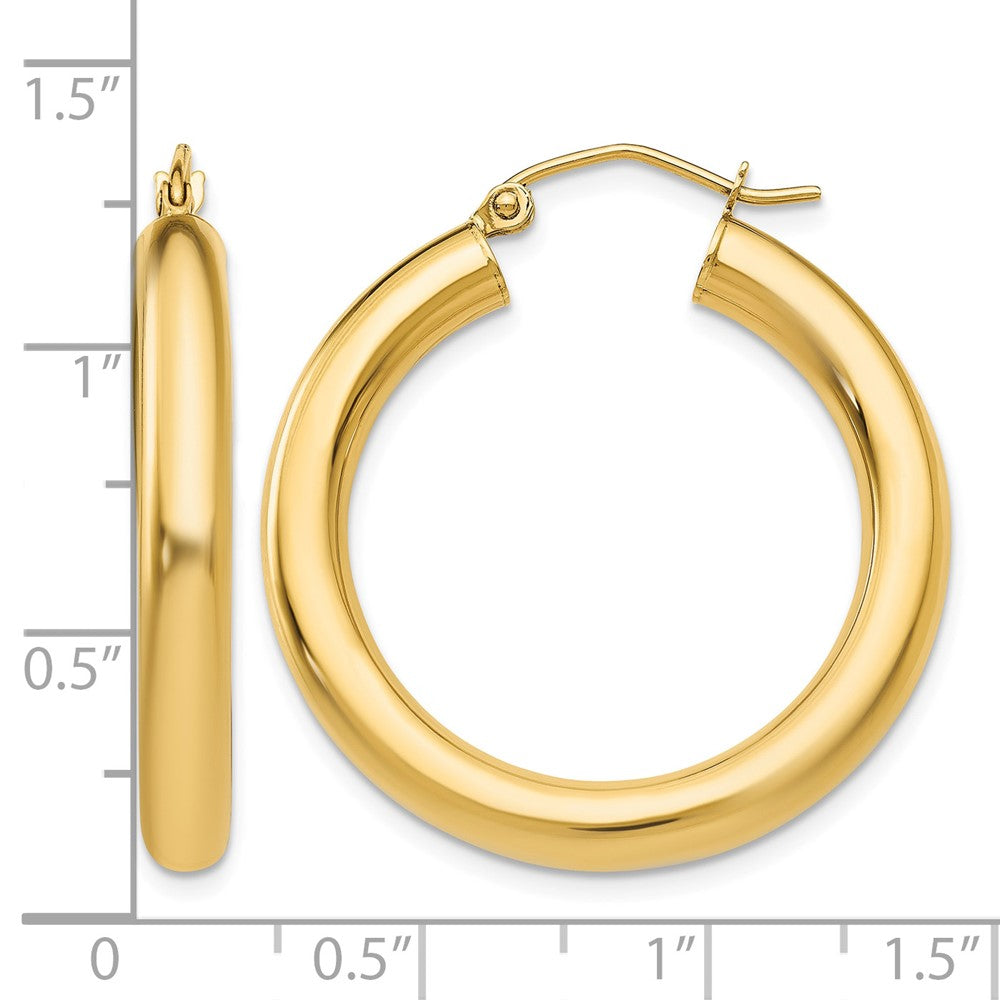 14K Polished 4mm Lightweight Tube Hoop Earrings