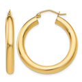 14K Polished 4mm Lightweight Tube Hoop Earrings