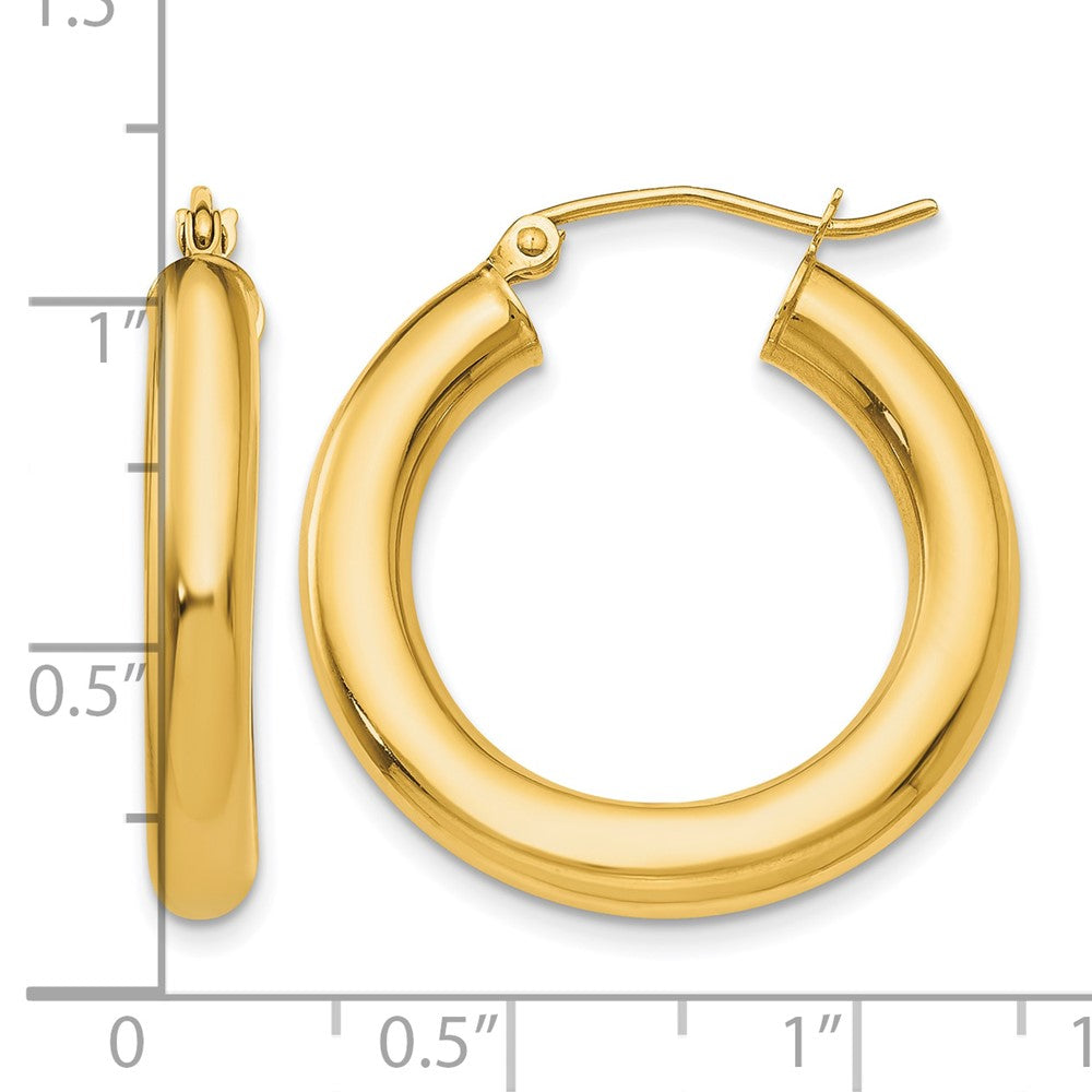 14k Polished 4mm Tube Hoop Earrings