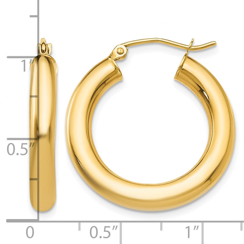 14k Polished 4mm Lightweight Tube Hoop Earrings