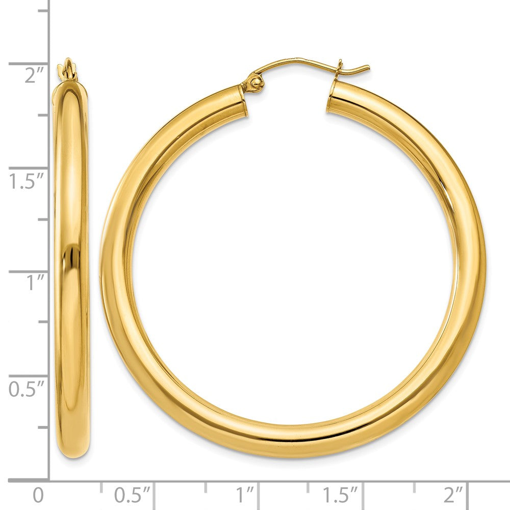 14K Polished 4mm Tube Hoop Earrings