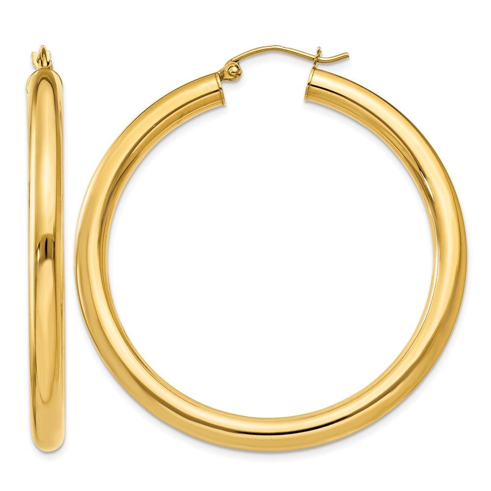 14K Polished 4mm Tube Hoop Earrings