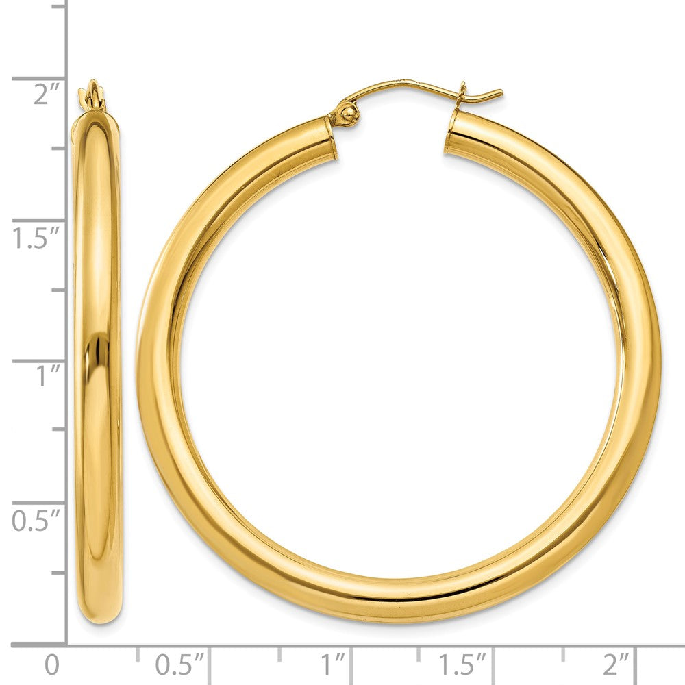 14K Polished 4mm Lightweight Tube Hoop Earrings