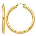 14K Polished 4mm Lightweight Tube Hoop Earrings