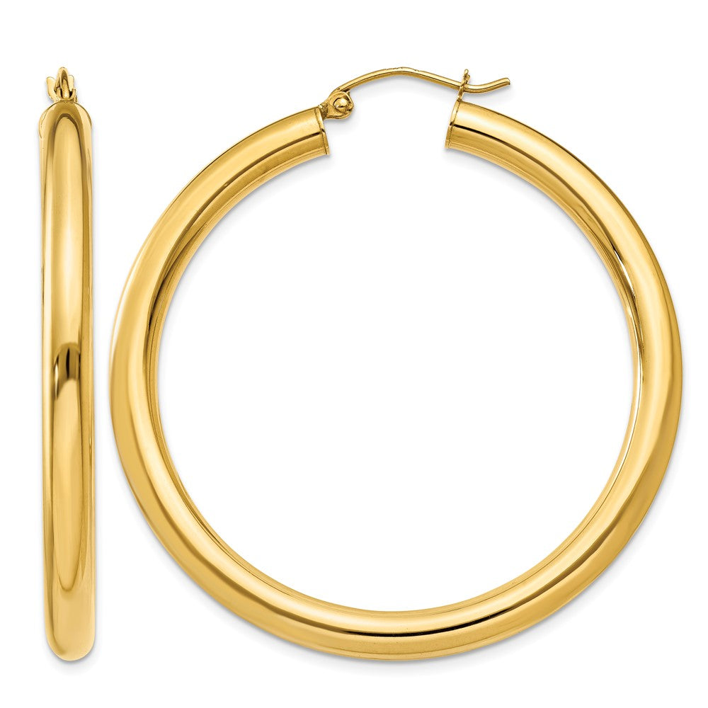 14K Polished 4mm Lightweight Tube Hoop Earrings