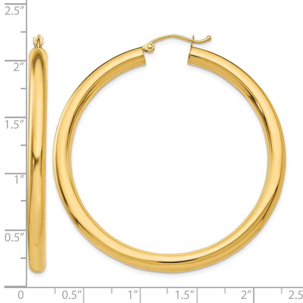 14K Polished 4mm Tube Hoop Earrings