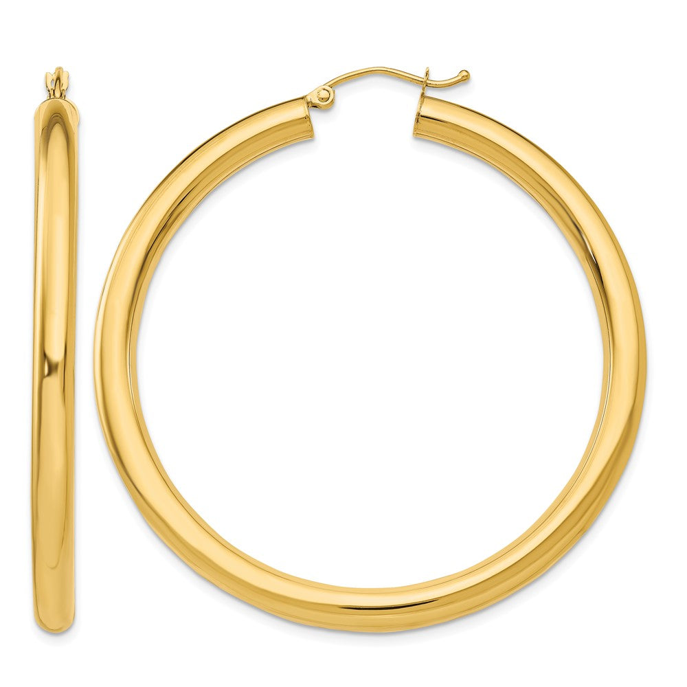 14K Polished 4mm Lightweight Tube Hoop Earrings