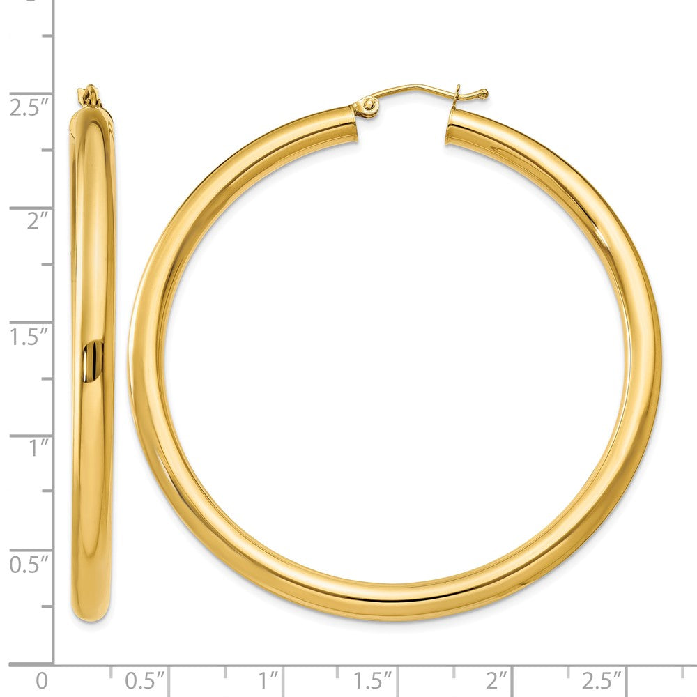 14K Polished 4mm Tube Hoop Earrings
