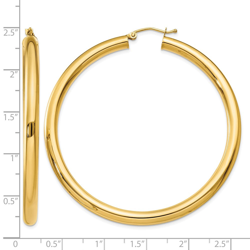 14K Polished 4mm Lightweight Tube Hoop Earrings