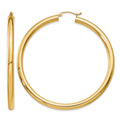 14K Polished 4mm Tube Hoop Earrings
