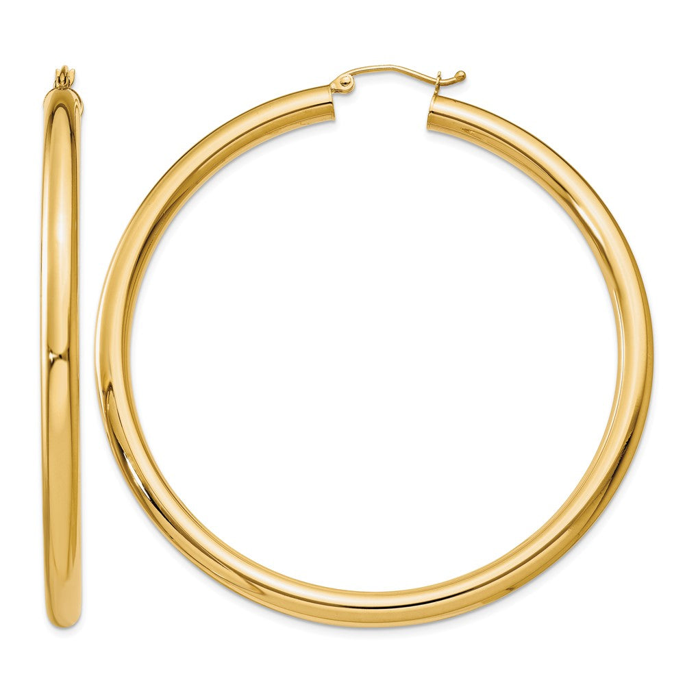 14K Polished 4mm Tube Hoop Earrings
