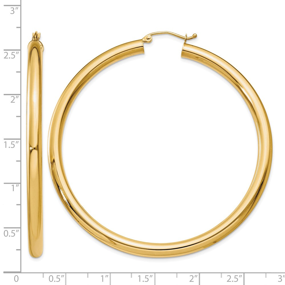 14K Polished 4mm Lightweight Tube Hoop Earrings