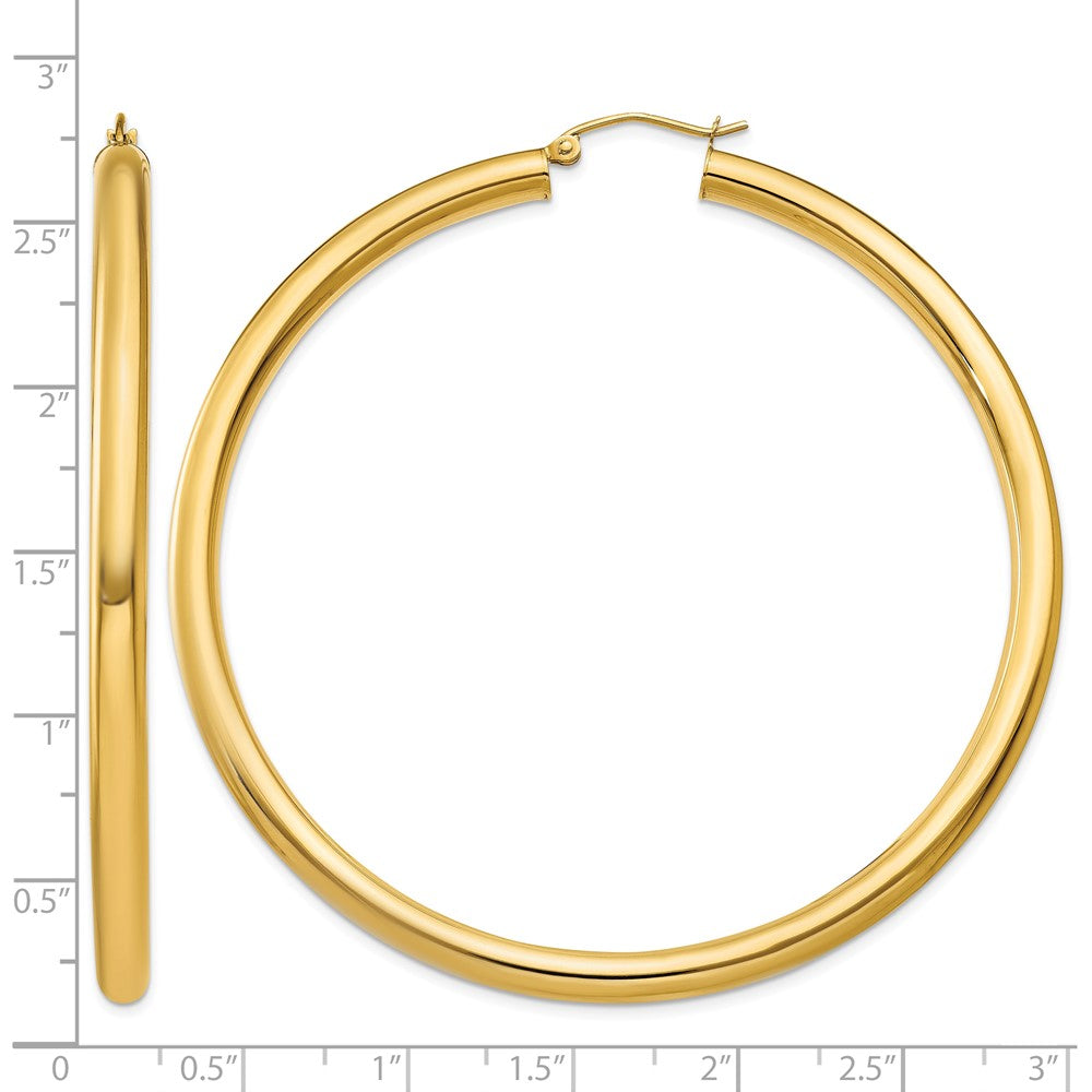 14K Polished 4mm Tube Hoop Earrings