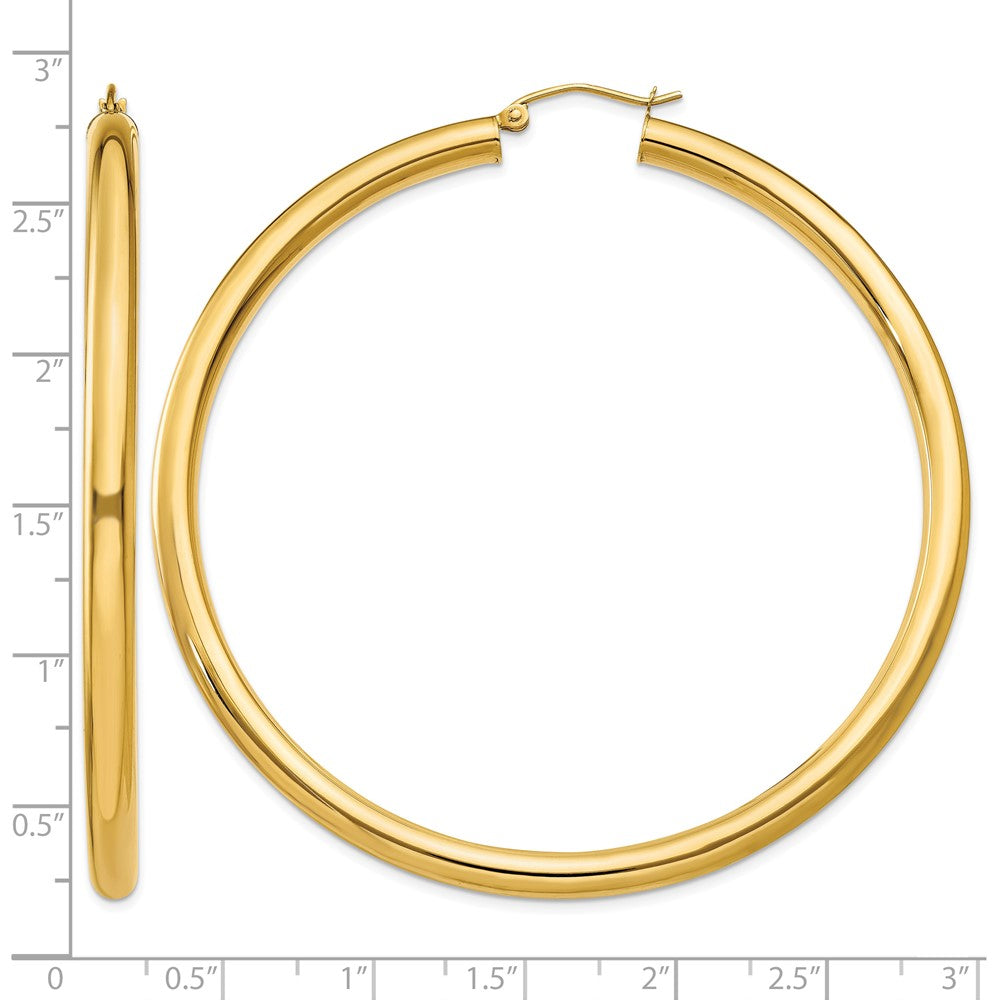 14K Polished 4mm Lightweight Tube Hoop Earrings