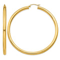 14K Polished 4mm Lightweight Tube Hoop Earrings