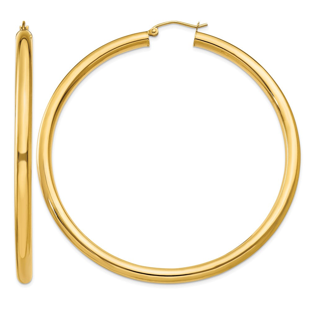 14K Polished 4mm Lightweight Tube Hoop Earrings