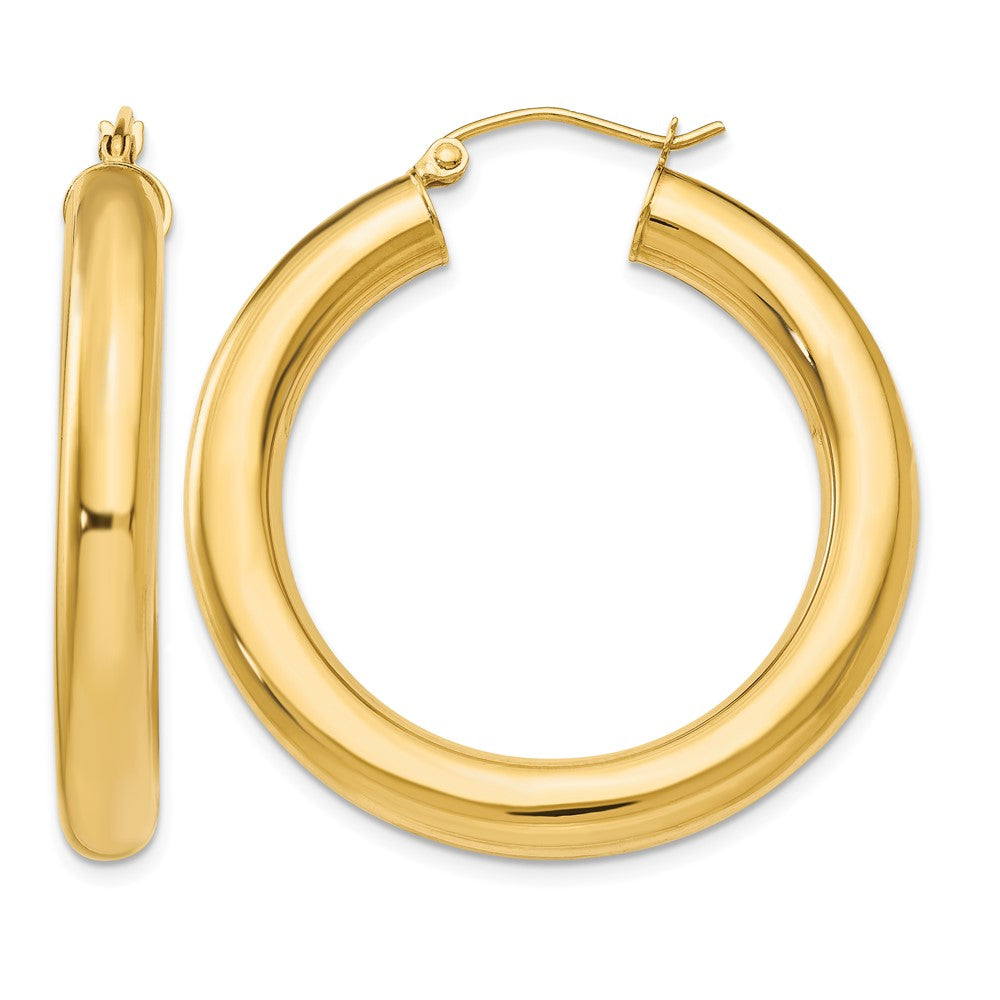 14k Yellow Gold Polished 5mm Lightweight Hoop Earrings