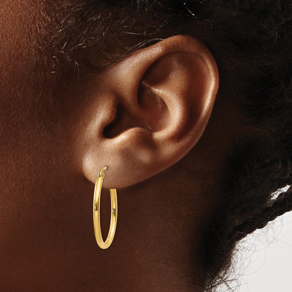 14k Oval Polished Hoop Earring