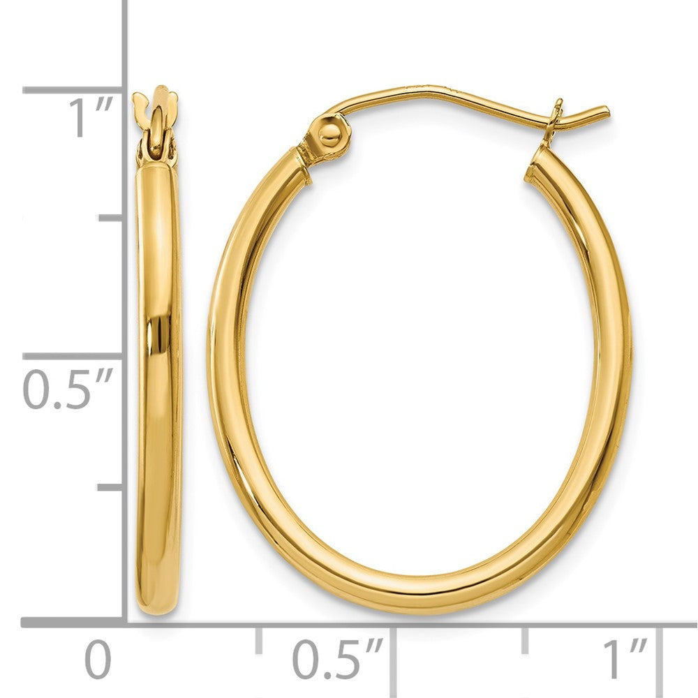 14k Oval Polished Hoop Earring