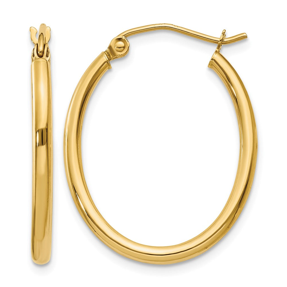 14k Oval Polished Hoop Earring