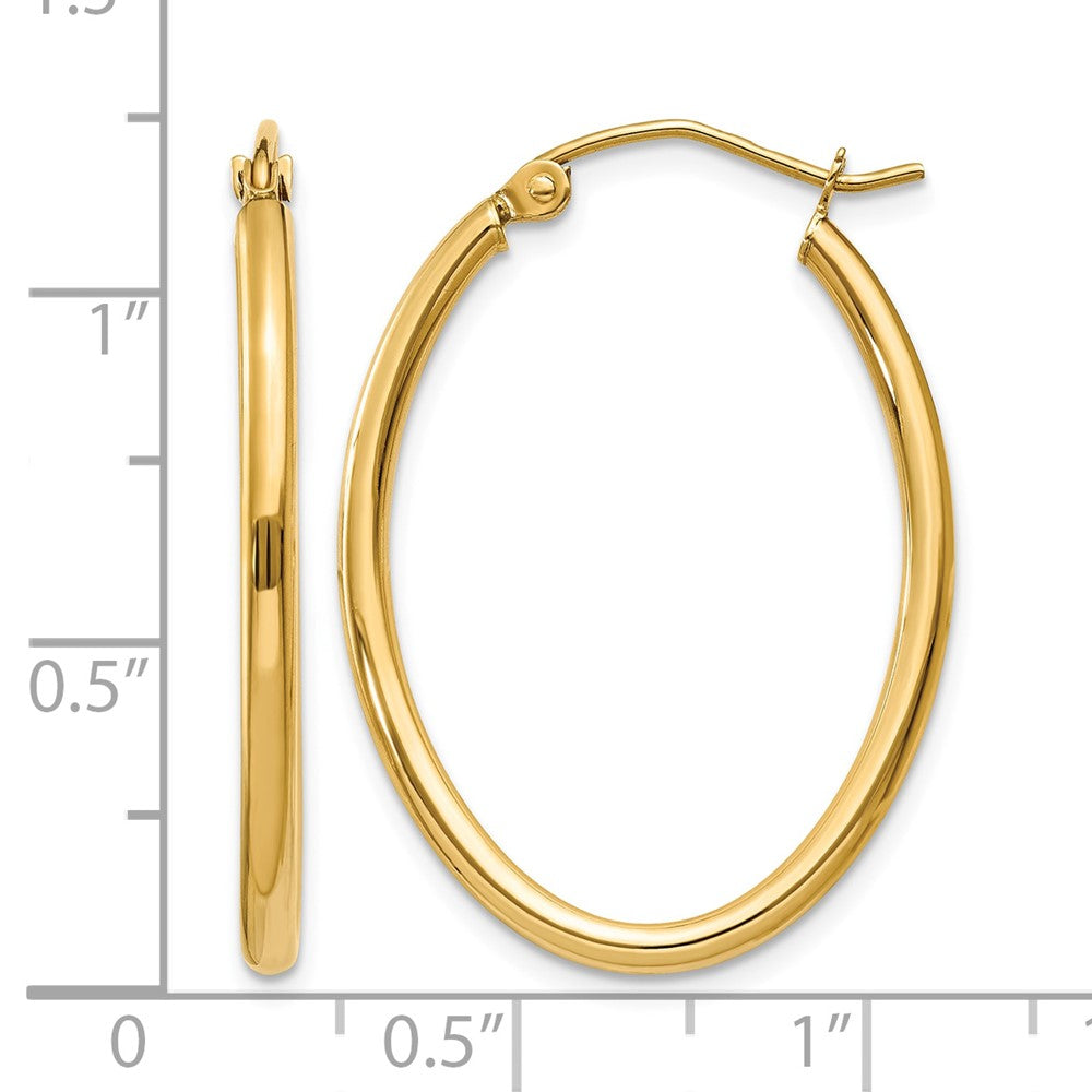 14k Oval Polished Hoop Earring