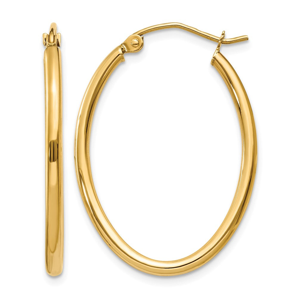 14k Oval Polished Hoop Earring