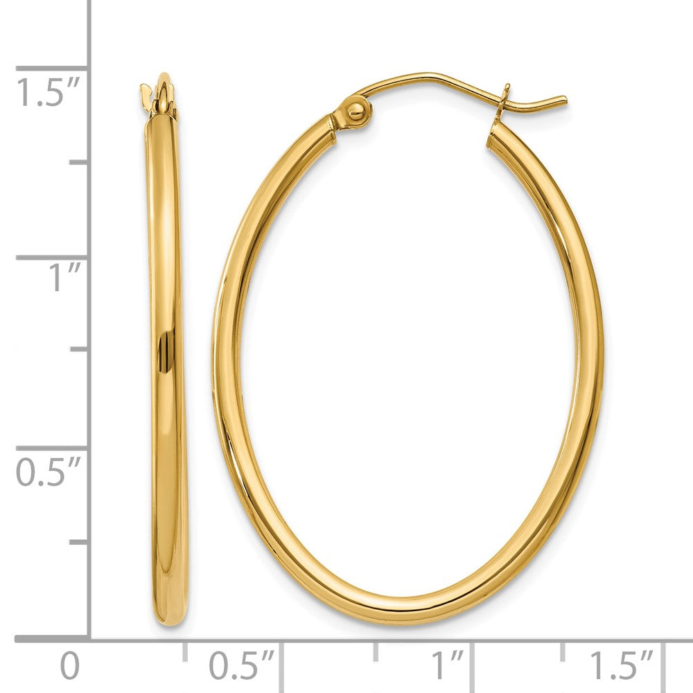 14k Oval Polished Hoop Earring