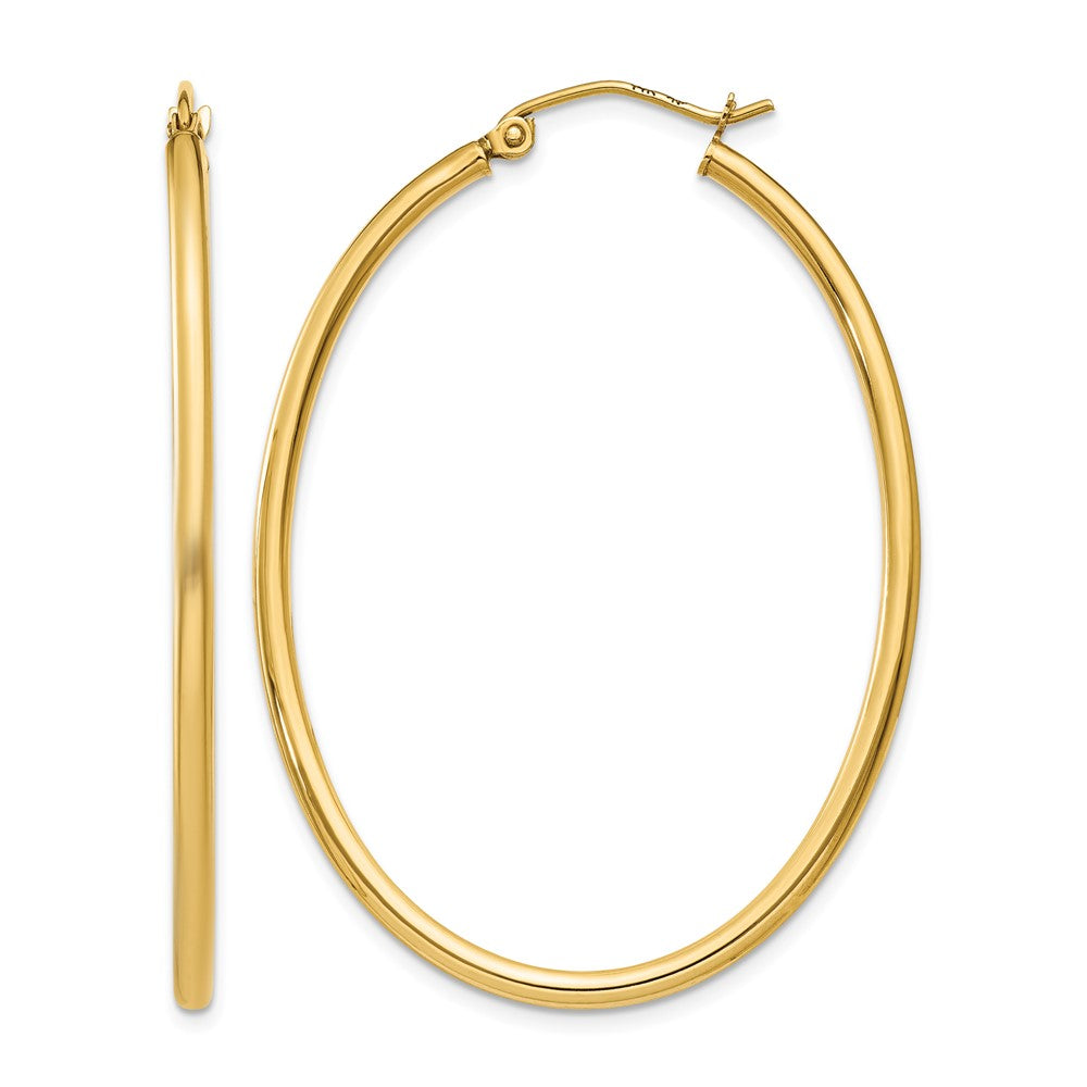 14k Oval Polished Hoop Earring