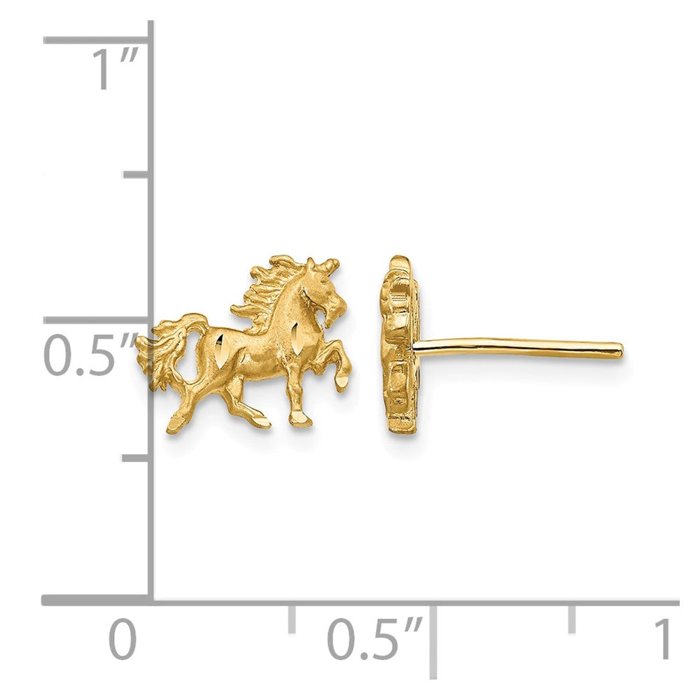 14k Satin Diamond-cut Unicorn Post Earrings