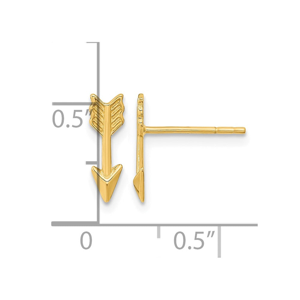 14k Gold Polished Arrow Post Earrings