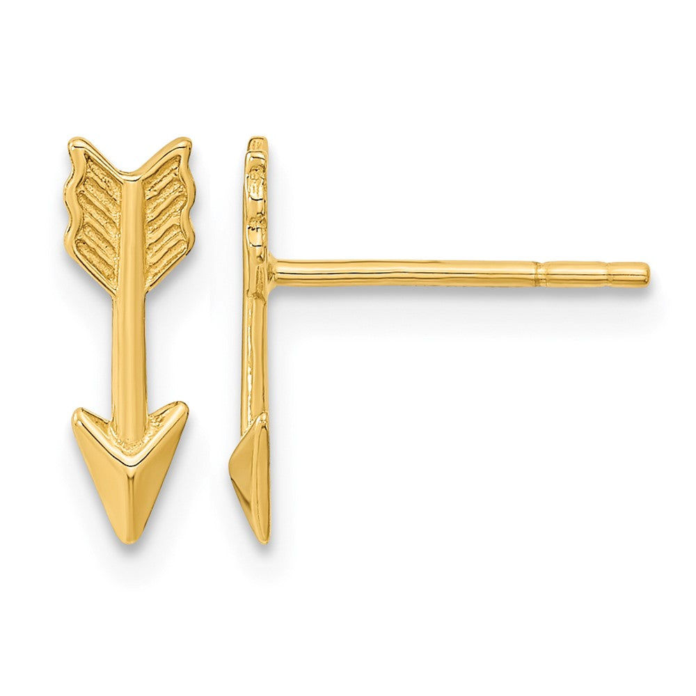 14k Gold Polished Arrow Post Earrings