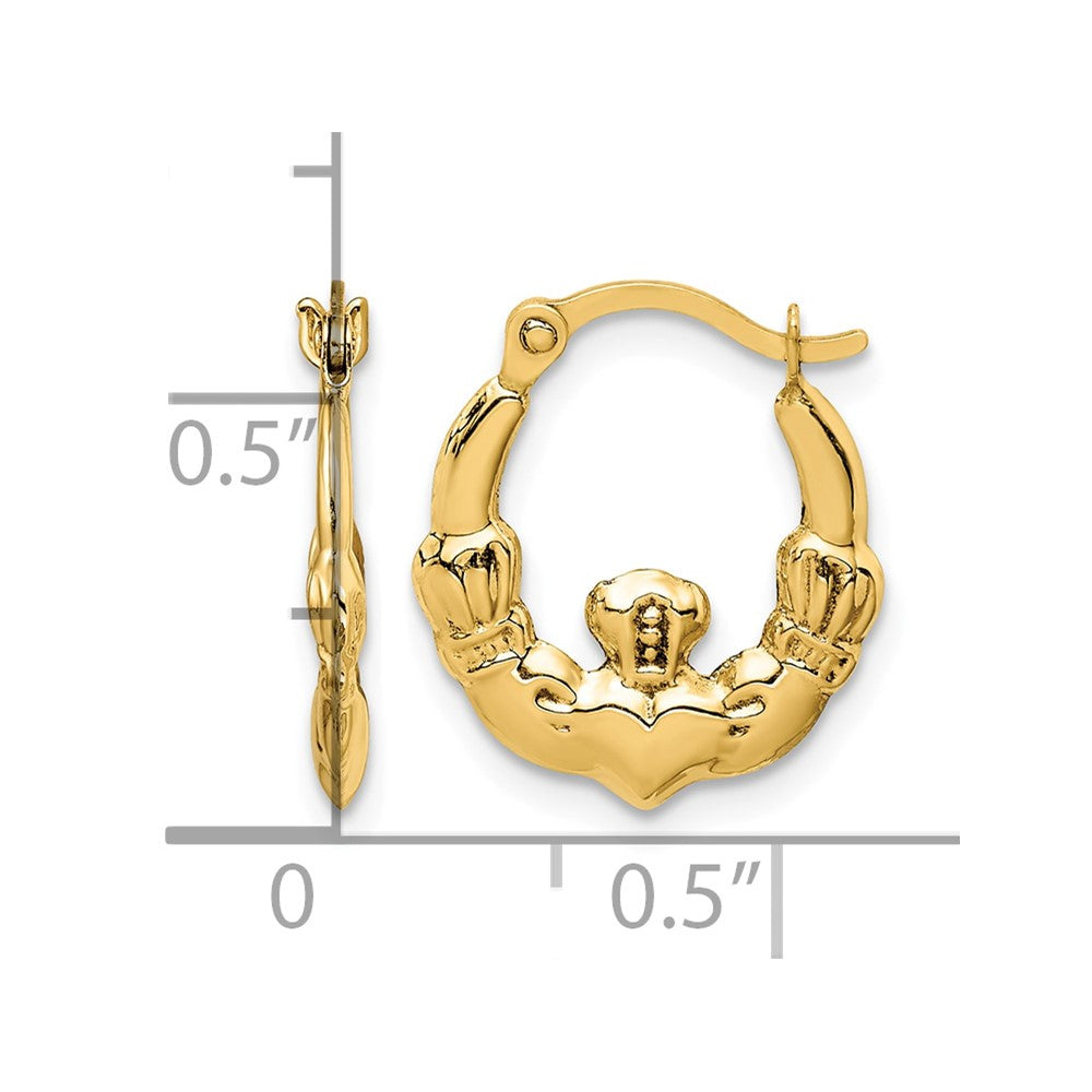 14k Claddagh Hoop Earrings