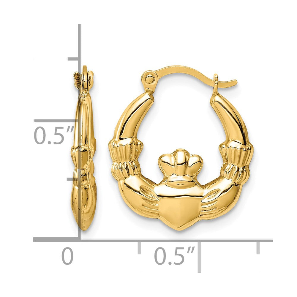 14k Claddagh Hoop Earrings